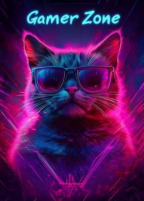 Gamer Cat in Neon