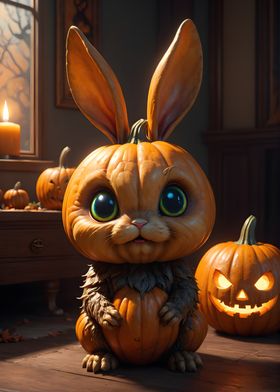 Halloween Pumpkin Bunny