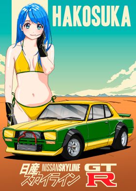 Nissan Skyline GT-R Anime Poster