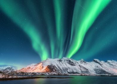 Northern Lights Over Mountains