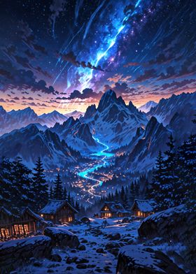 Starlit Mountain Village