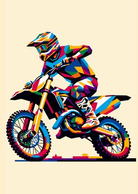 Motocross Rider Pop Art wpap colorful