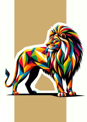 Colorful Geometric Lion wpap pop art