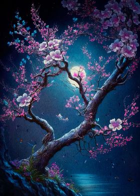 Cherry Blossom Moonlit 