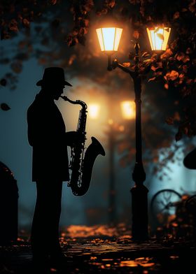 Saxophone Player Silhouette