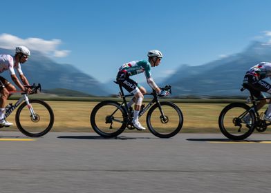 Cyclists Racing on Road