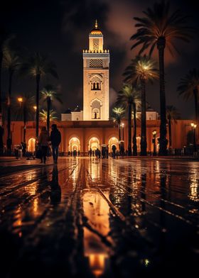 Mosque at Night In Morocco