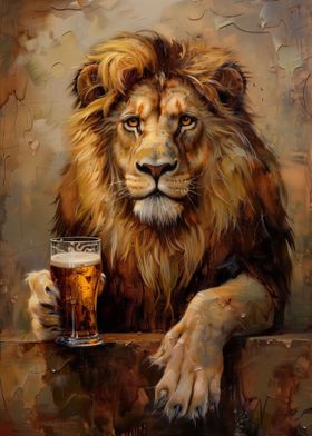 Beer Drinking Lion