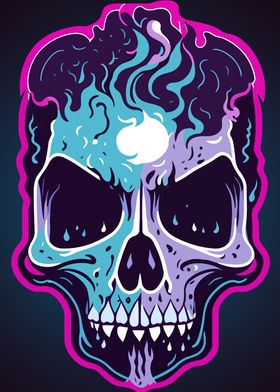 Neon Skull Illustration