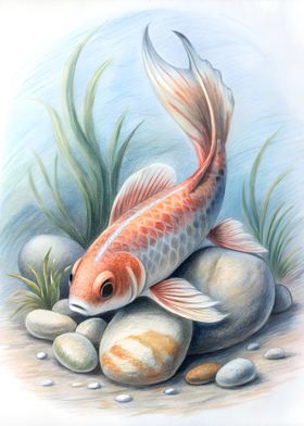 Koi Fish Watercolor Painting