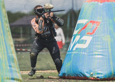 Paintball Player in Action