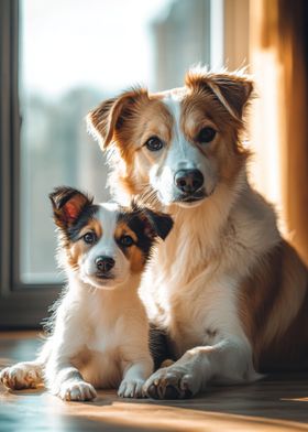 Two Dogs by Window