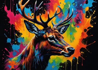 Colorful Deer Portrait