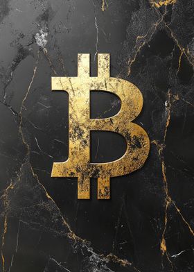 Black And Gold Marble Bitcoin 