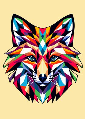 Colorful Geometric Fox wpap pop art