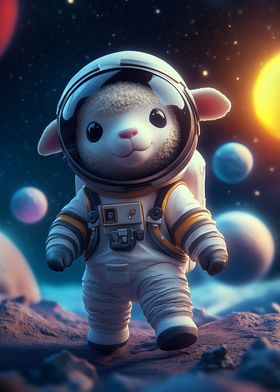 Lamb Astronaut in Space