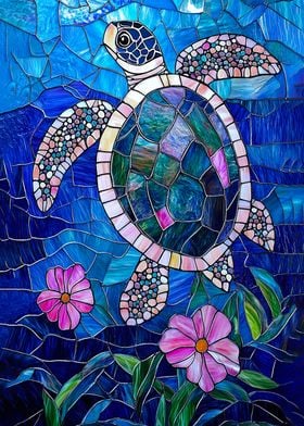 Stained Glass Sea Turtle