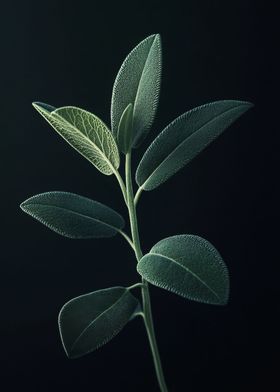 Sage Plant on Black