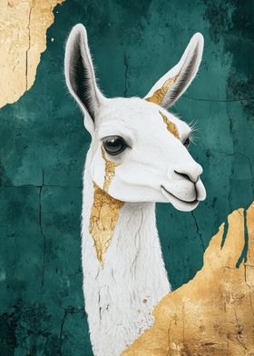 Gold-Flecked Llama Portrait