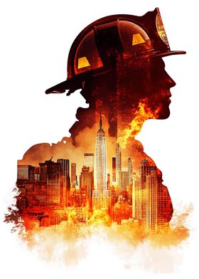 Firefighter Silhouette NYC