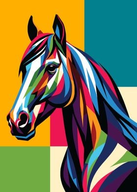 Colorful Horse Portrait wpap pop art