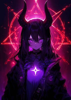 Anime Demon Girl with Pentagram