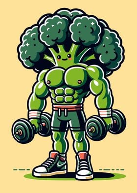 Broccoli Bodybuilder mascot funny