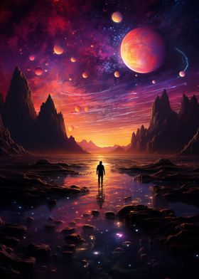 Lonely Figure on Alien Planet