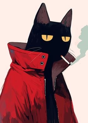 Cool Cat in Red Jacket