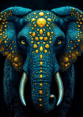 Blue and Gold Elephant