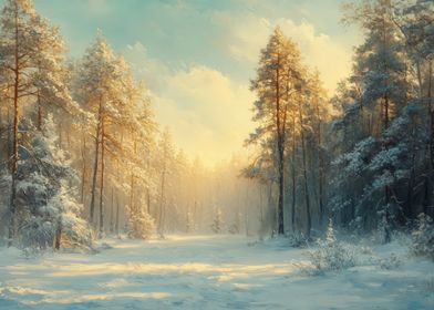 Winter Forest Sunset