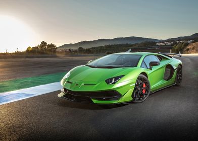 Green Lamborghini Aventador SVJ