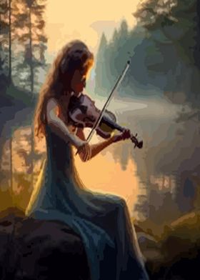 Violinist in the Forest