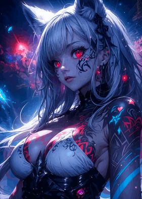 Anime Girl with Red Eyes