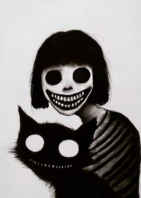 Creepy Girl and Cat