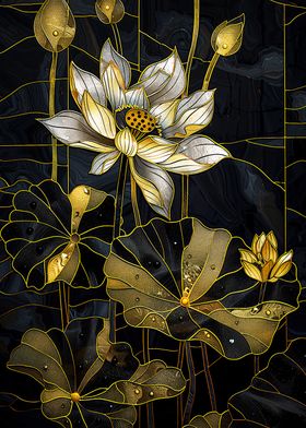 Gold Lotus Flower Art