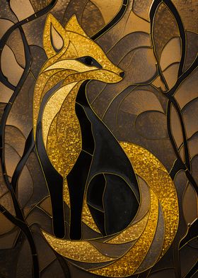 Golden Fox Stained Glass