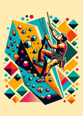 Rock Climbing wpap colorful pop art