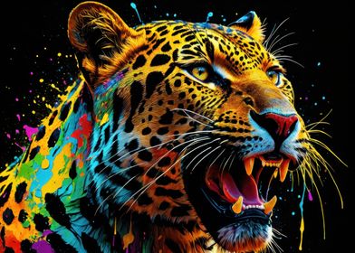 Colorful Leopard Portrait