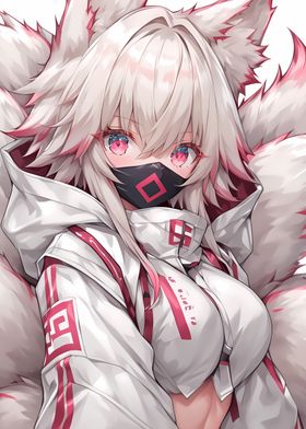 White Fox Girl Anime Art