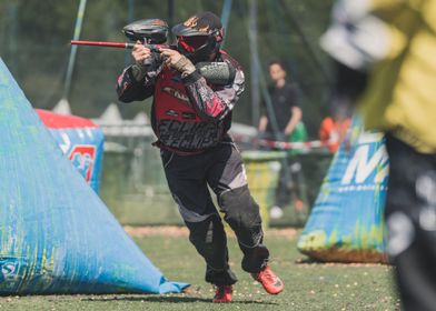 Paintball Player in Action