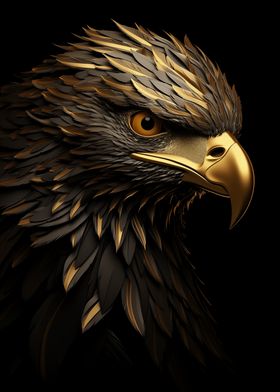 Black and Golden Eagle Portrait