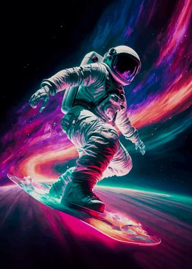 Astronaut Snowboarding in Space