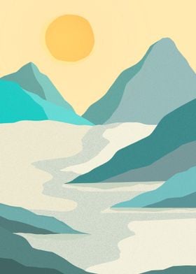 Abstract mountain landscape illustration