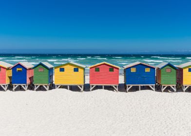 Colorful Beach Huts in Muizenberg, Cape Town