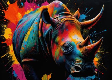 Colorful Rhino Painting