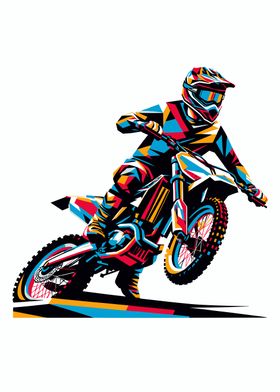 Motocross Rider in Action wpap pop art