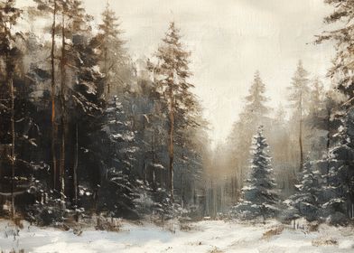 Finnish Winter Forest Painting