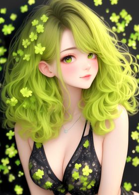 Anime Girl with Green Hair