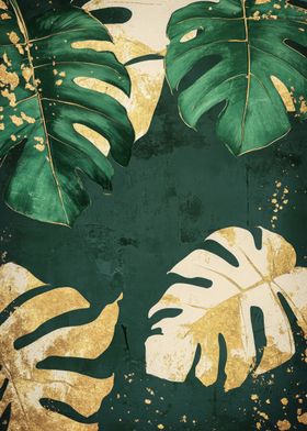 Gold Leaf Tropical Art